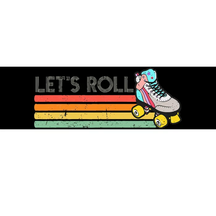 Retro Vintage Lets Roll Roller Skating Skater Skate 80s 70s Bumper Sticker