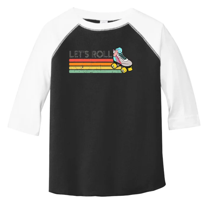 Retro Vintage Lets Roll Roller Skating Skater Skate 80s 70s Toddler Fine Jersey T-Shirt