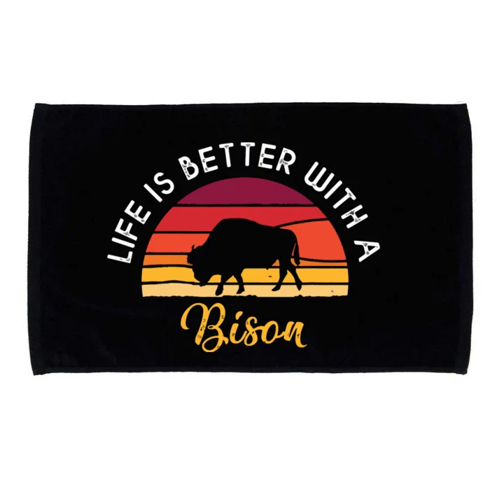 Retro Vintage Life Is Better With A Bison Lovers Microfiber Hand Towel