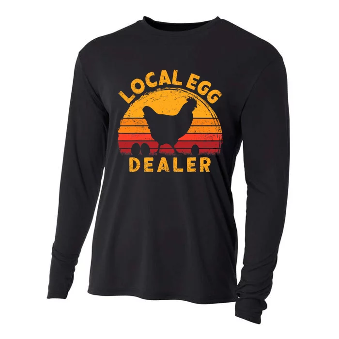 Retro Vintage Local Egg Dealer Farmer Chicken Egg Lover Cooling Performance Long Sleeve Crew