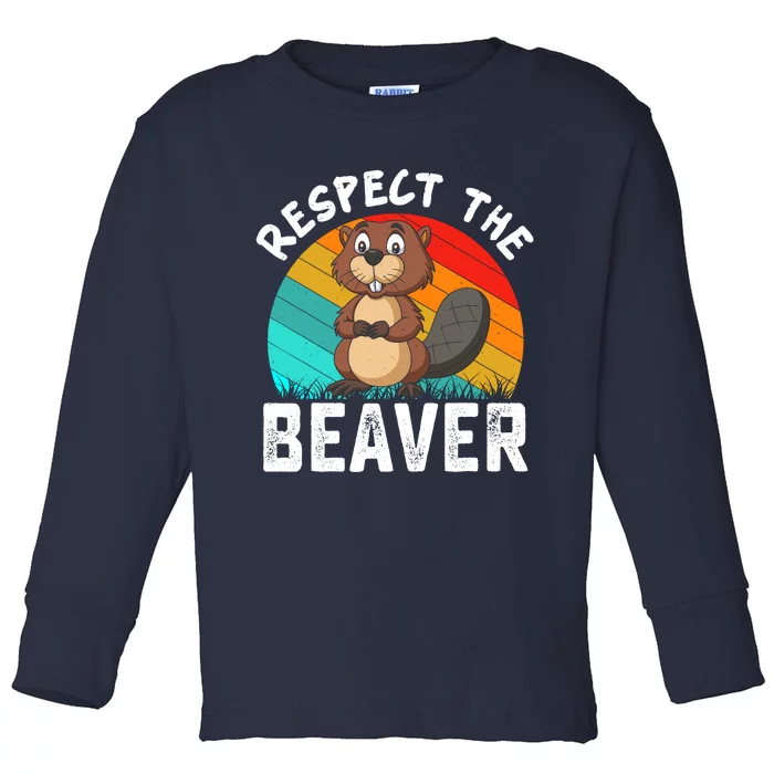 Retro Vintage Love Beavers Toddler Long Sleeve Shirt