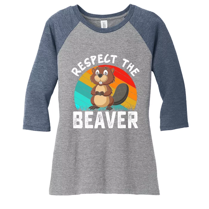 Retro Vintage Love Beavers Women's Tri-Blend 3/4-Sleeve Raglan Shirt