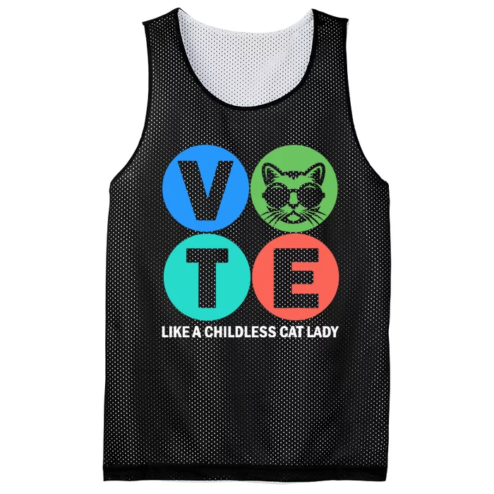 Retro Vote Like A Childless Cat Lady Is Voting Kamala 2024 Mesh Reversible Basketball Jersey Tank