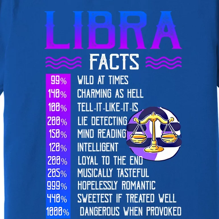 Retro Vintage Libra Facts Zodiac Sign Birthday Horoscope Funny Gift Premium T-Shirt