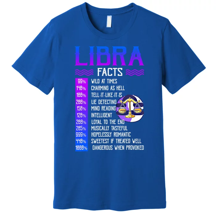 Retro Vintage Libra Facts Zodiac Sign Birthday Horoscope Funny Gift Premium T-Shirt