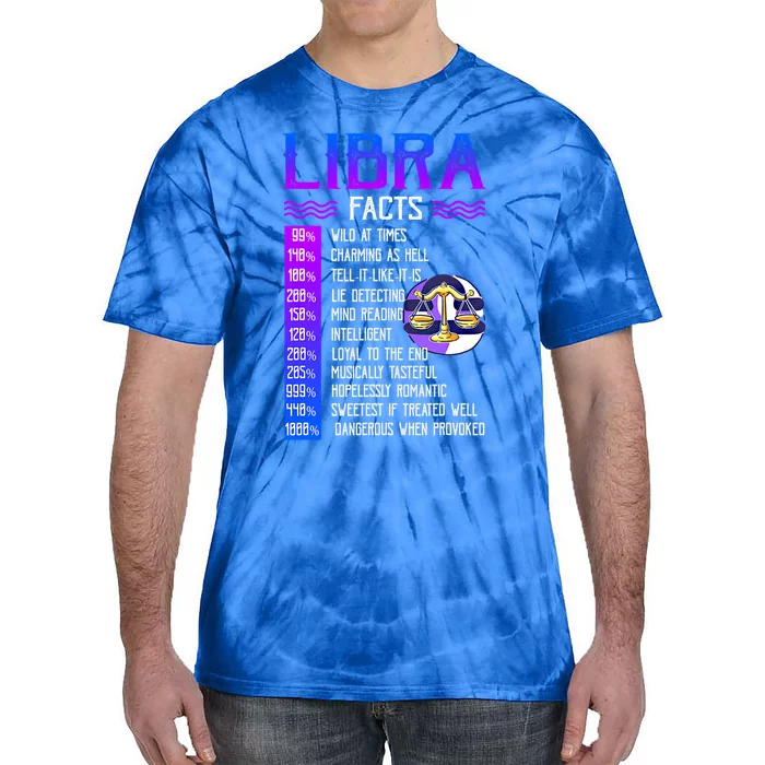 Retro Vintage Libra Facts Zodiac Sign Birthday Horoscope Funny Gift Tie-Dye T-Shirt