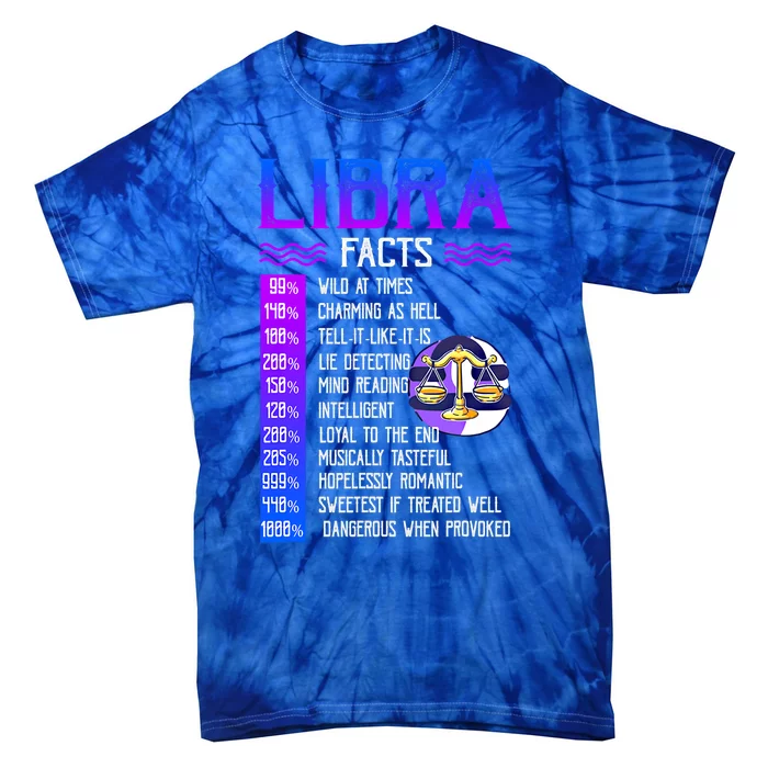 Retro Vintage Libra Facts Zodiac Sign Birthday Horoscope Funny Gift Tie-Dye T-Shirt