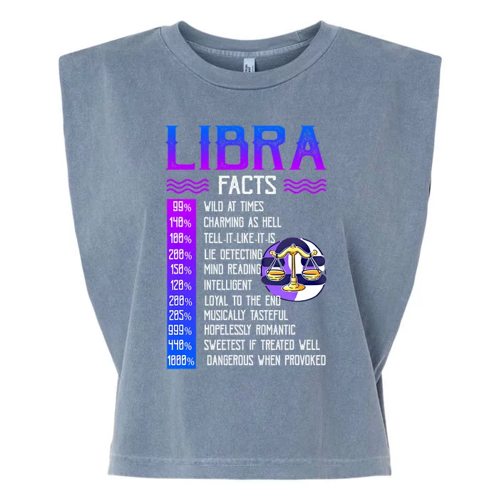 Retro Vintage Libra Facts Zodiac Sign Birthday Horoscope Funny Gift Garment-Dyed Women's Muscle Tee