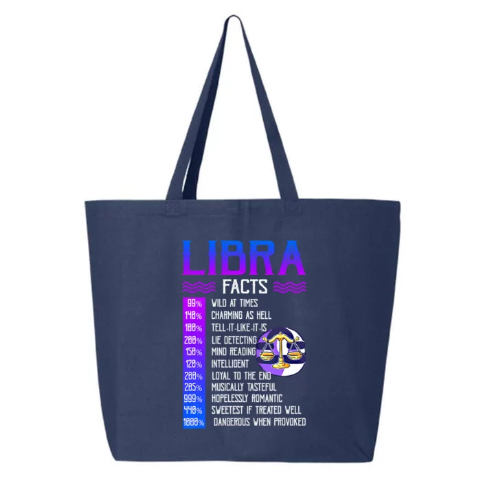 Retro Vintage Libra Facts Zodiac Sign Birthday Horoscope Funny Gift 25L Jumbo Tote