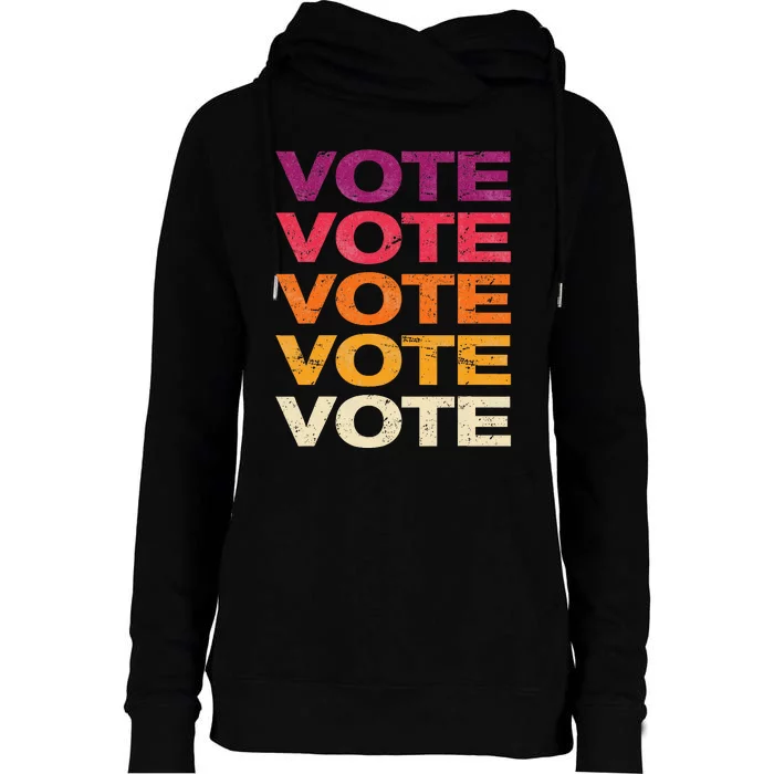 Retro Vintage Look Vote Womens Funnel Neck Pullover Hood