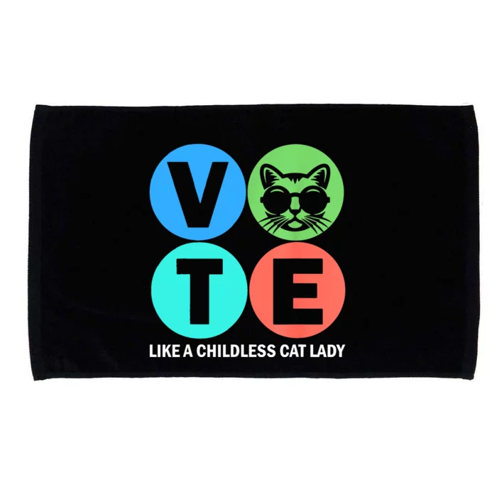 Retro Vote Like A Childless Cat Lady Is Voting Kamala 2024 Microfiber Hand Towel