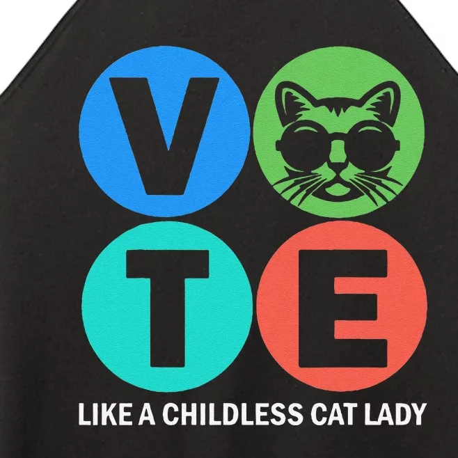 Retro Vote Like A Childless Cat Lady Is Voting Kamala 2024 Women’s Perfect Tri Rocker Tank