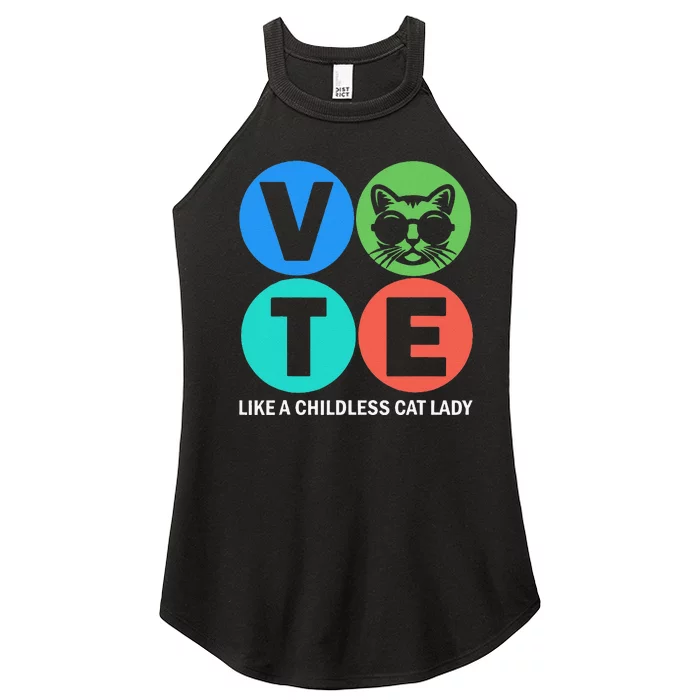 Retro Vote Like A Childless Cat Lady Is Voting Kamala 2024 Women’s Perfect Tri Rocker Tank