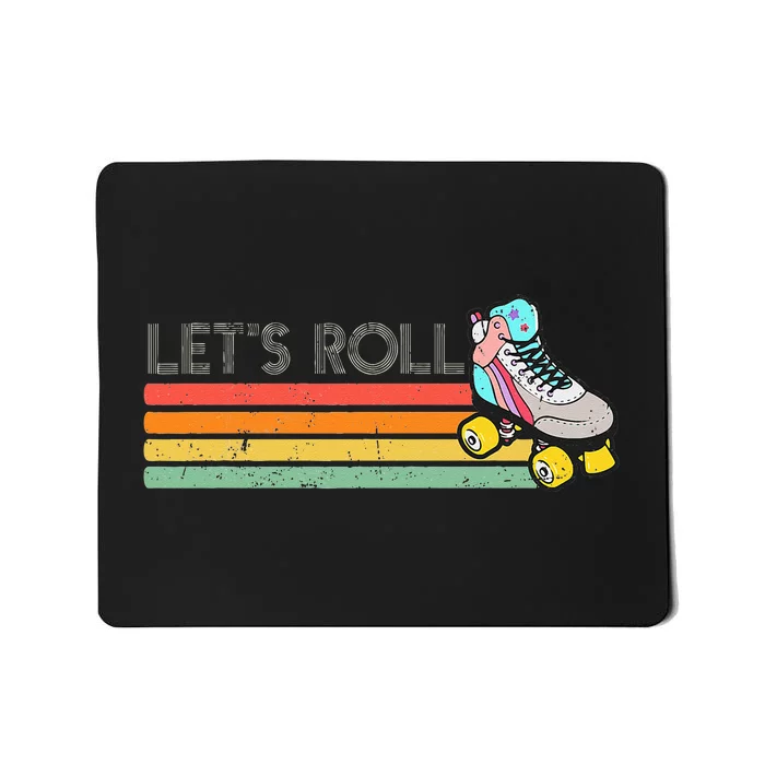 Retro Vintage Lets Roll Roller Skating Skater Skate 80s 70s Mousepad