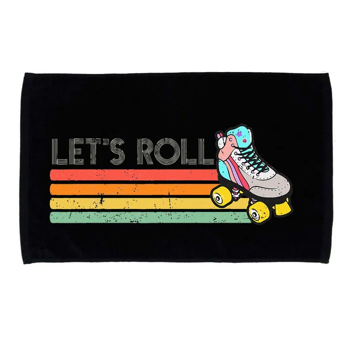 Retro Vintage Lets Roll Roller Skating Skater Skate 80s 70s Microfiber Hand Towel