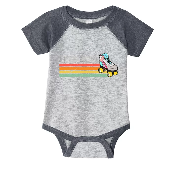 Retro Vintage Lets Roll Roller Skating Skater Skate 80s 70s Infant Baby Jersey Bodysuit