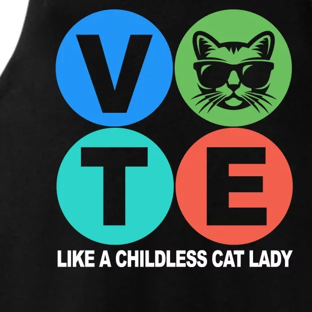 Retro Vote Like A Childless Cat Lady Kamala Harris 2024 Ladies Tri-Blend Wicking Tank