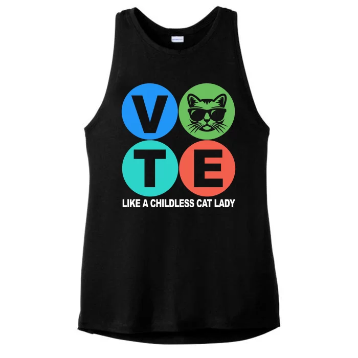 Retro Vote Like A Childless Cat Lady Kamala Harris 2024 Ladies Tri-Blend Wicking Tank