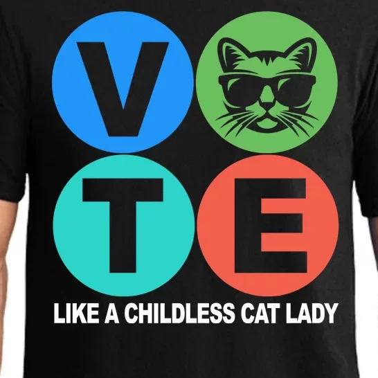 Retro Vote Like A Childless Cat Lady Kamala Harris 2024 Pajama Set