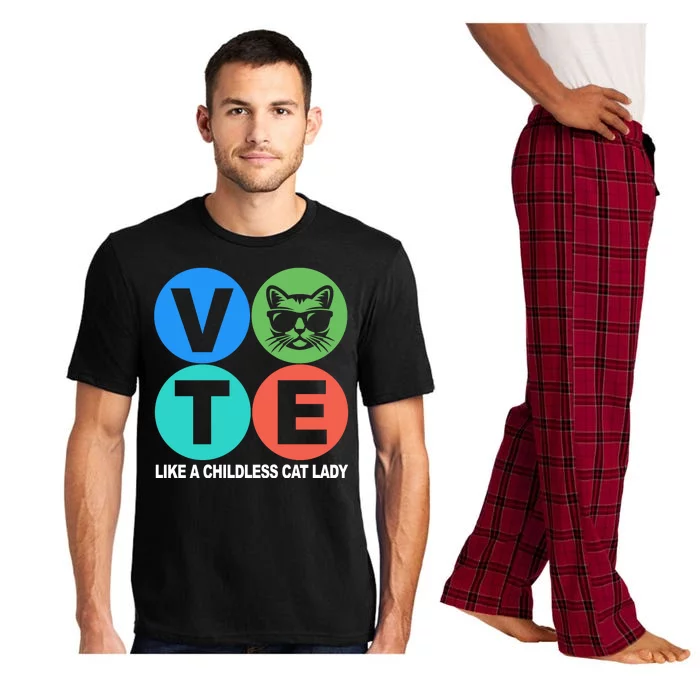 Retro Vote Like A Childless Cat Lady Kamala Harris 2024 Pajama Set