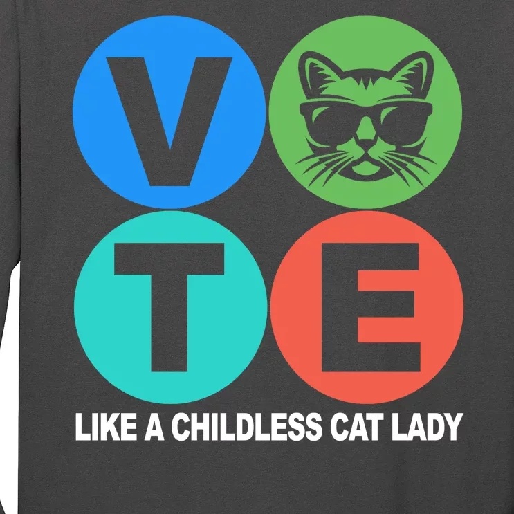 Retro Vote Like A Childless Cat Lady Kamala Harris 2024 Long Sleeve Shirt