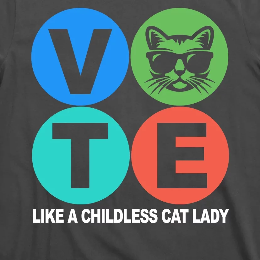 Retro Vote Like A Childless Cat Lady Kamala Harris 2024 T-Shirt