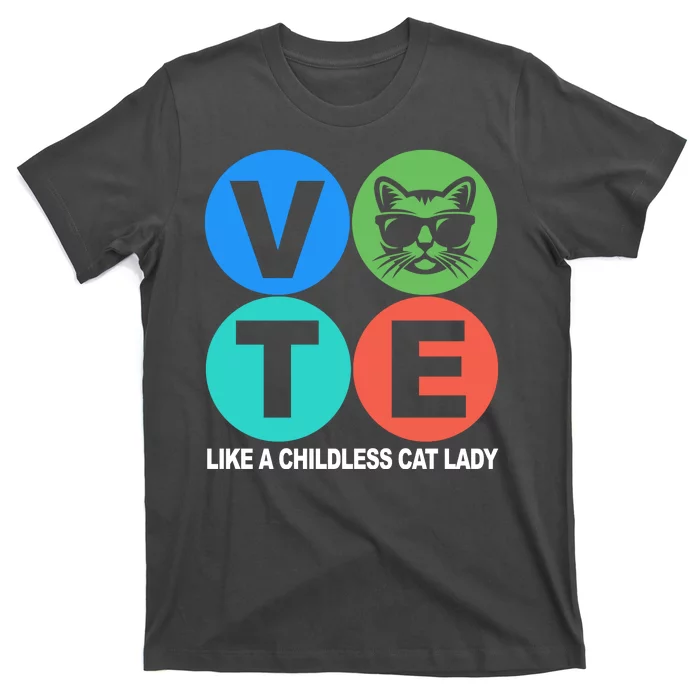 Retro Vote Like A Childless Cat Lady Kamala Harris 2024 T-Shirt