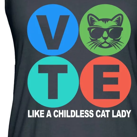 Retro Vote Like A Childless Cat Lady Kamala Harris 2024 Ladies Essential Flowy Tank