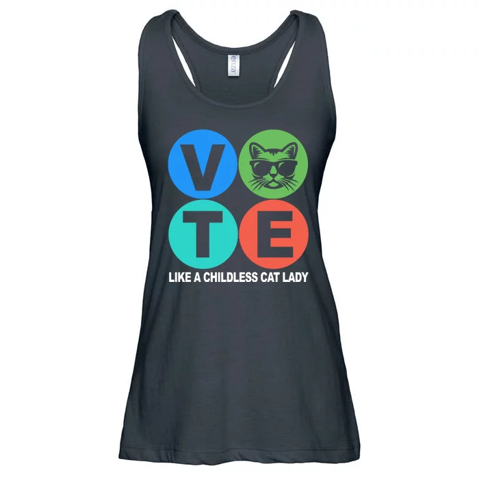 Retro Vote Like A Childless Cat Lady Kamala Harris 2024 Ladies Essential Flowy Tank