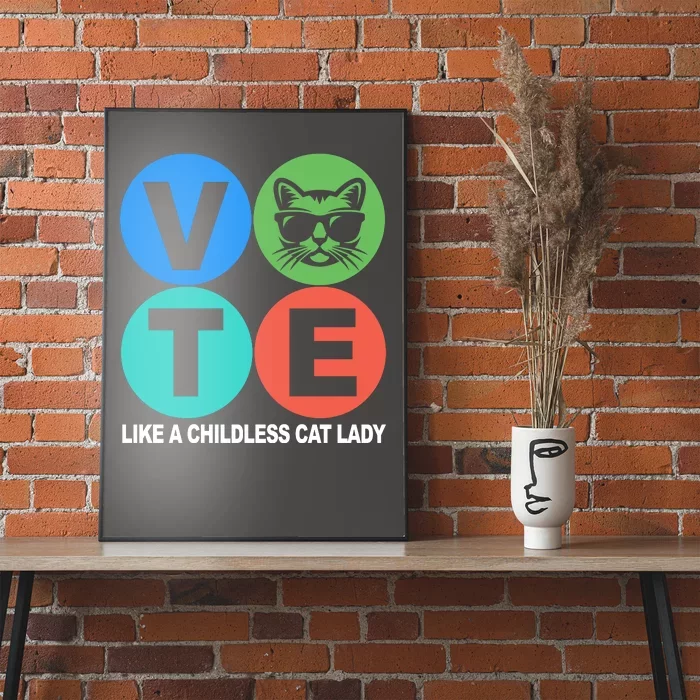 Retro Vote Like A Childless Cat Lady Kamala Harris 2024 Poster