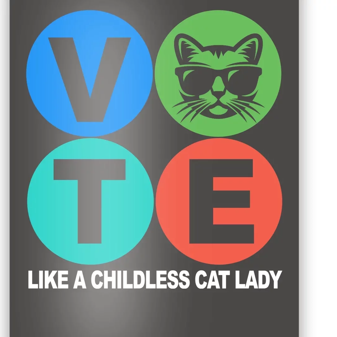 Retro Vote Like A Childless Cat Lady Kamala Harris 2024 Poster