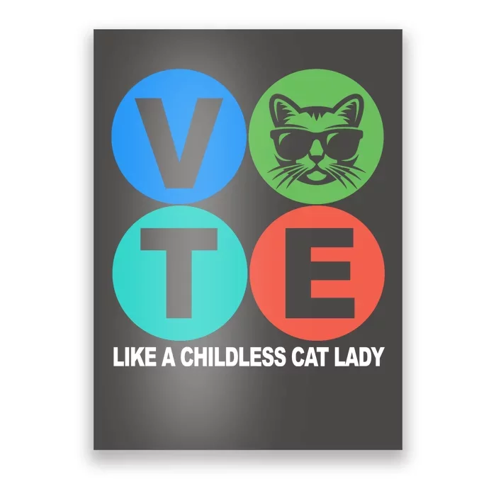 Retro Vote Like A Childless Cat Lady Kamala Harris 2024 Poster