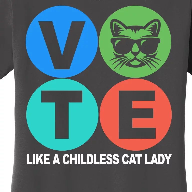 Retro Vote Like A Childless Cat Lady Kamala Harris 2024 Women's T-Shirt