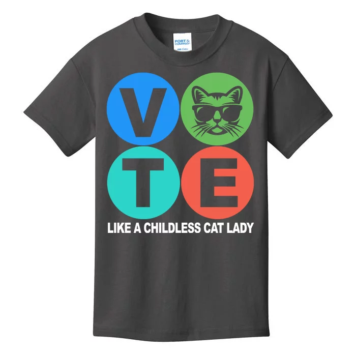 Retro Vote Like A Childless Cat Lady Kamala Harris 2024 Kids T-Shirt