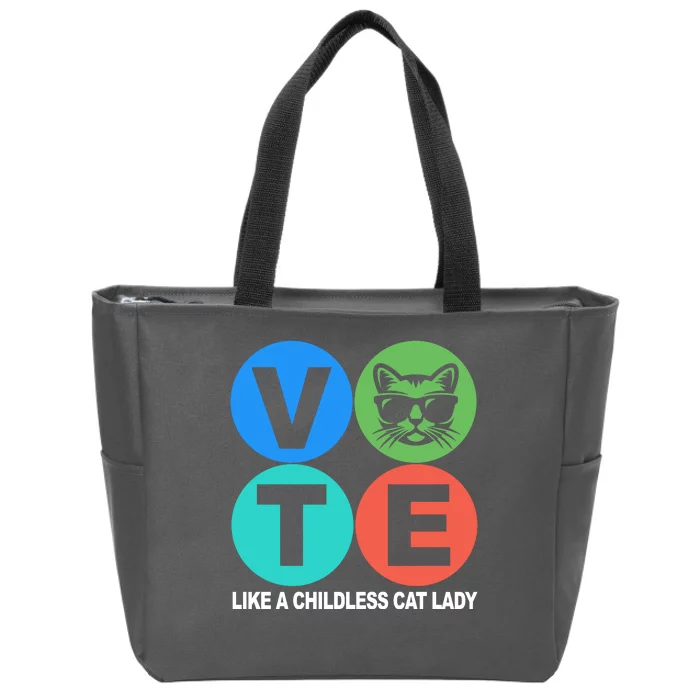 Retro Vote Like A Childless Cat Lady Kamala Harris 2024 Zip Tote Bag