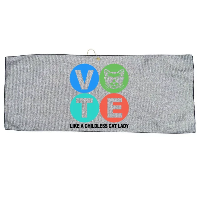 Retro Vote Like A Childless Cat Lady Kamala Harris 2024 Large Microfiber Waffle Golf Towel