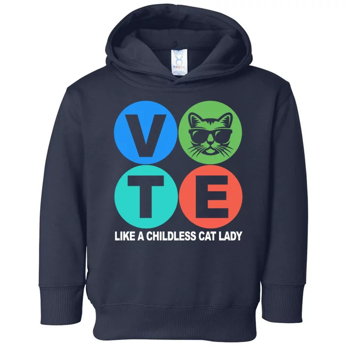 Retro Vote Like A Childless Cat Lady Kamala Harris 2024 Toddler Hoodie