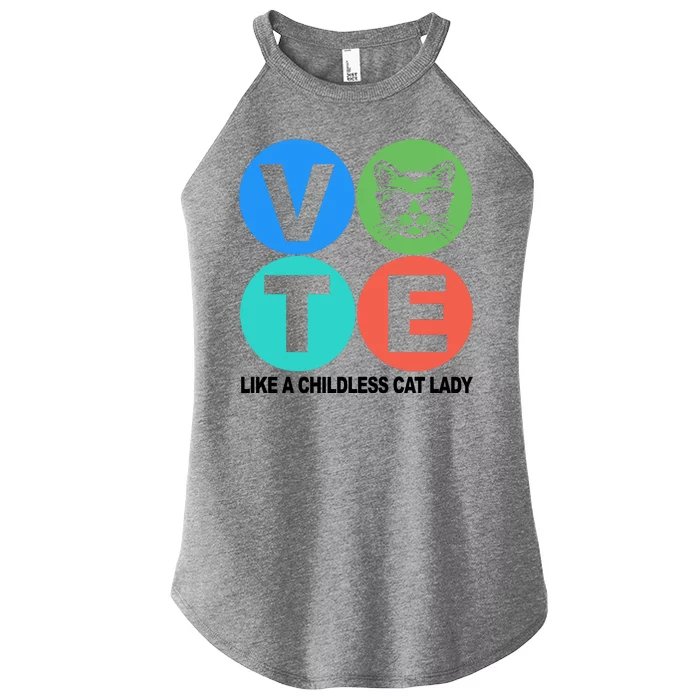 Retro Vote Like A Childless Cat Lady Kamala Harris 2024 Women’s Perfect Tri Rocker Tank