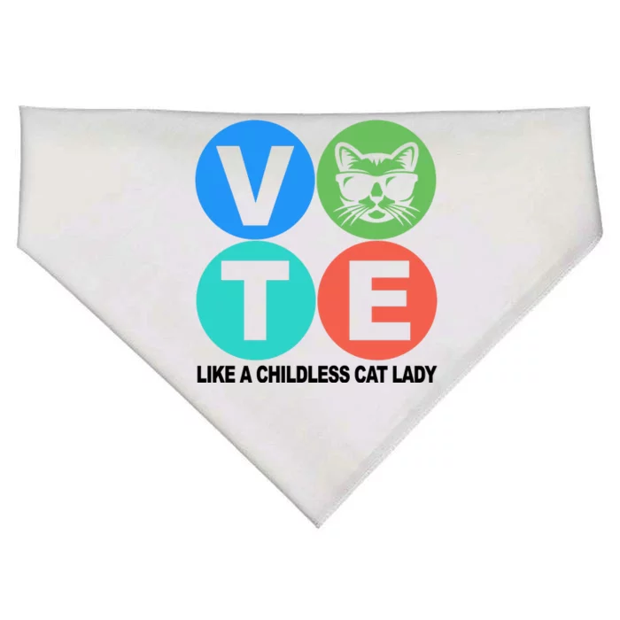 Retro Vote Like A Childless Cat Lady Kamala Harris 2024 USA-Made Doggie Bandana