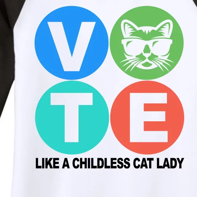 Retro Vote Like A Childless Cat Lady Kamala Harris 2024 Women's Tri-Blend 3/4-Sleeve Raglan Shirt