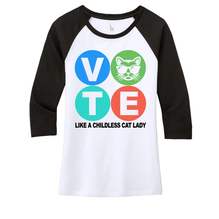 Retro Vote Like A Childless Cat Lady Kamala Harris 2024 Women's Tri-Blend 3/4-Sleeve Raglan Shirt