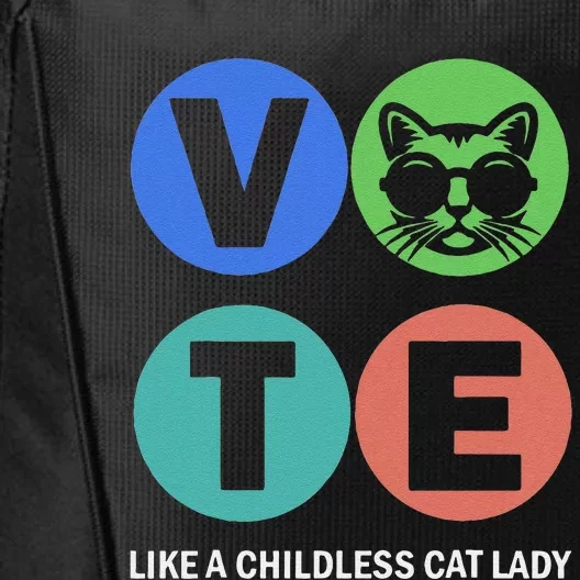 Retro Vote Like A Childless Cat Lady Is Voting Kamala 2024 Gift City Backpack