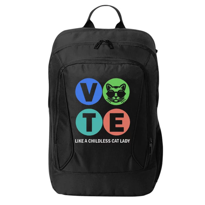 Retro Vote Like A Childless Cat Lady Is Voting Kamala 2024 Gift City Backpack