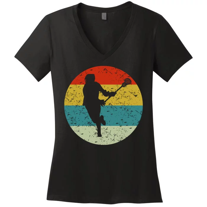 Retro Vintage Lacrosse Women's V-Neck T-Shirt