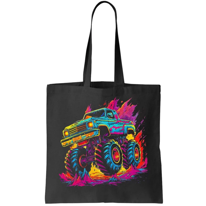 Retro Vintage Monster Truck Retro Sunset Monster Truck Tote Bag