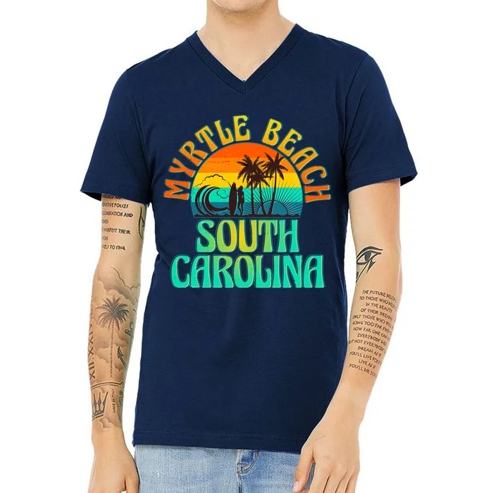 Retro Vintage Myrtle Beach South Carolina V-Neck T-Shirt