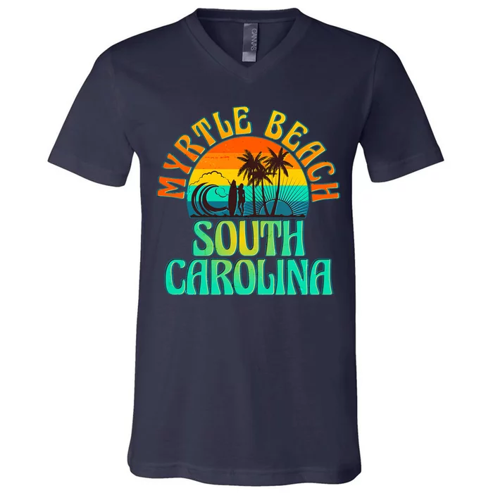 Retro Vintage Myrtle Beach South Carolina V-Neck T-Shirt