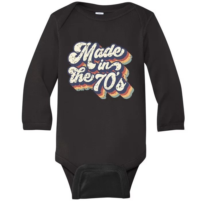 Retro Vintage Made In The 70s 1970s Born Birthday Day Gift Baby Long Sleeve Bodysuit