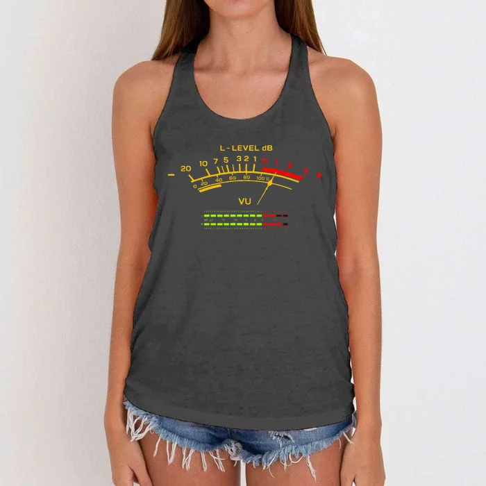 Retro Vu Meter Vintage Hi Fi Audio Stereo Music Sound Women's Knotted Racerback Tank