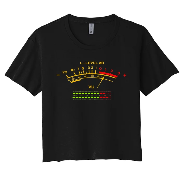 Retro Vu Meter Vintage Hi Fi Audio Stereo Music Sound Women's Crop Top Tee